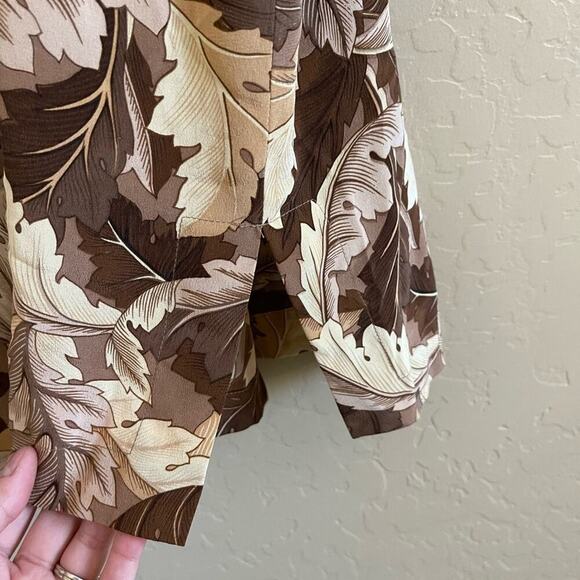 Henri Bendel 100% Silk Neutral Leaves Drape Long Cardigan Jacket Topper S - Picture 4 of 6